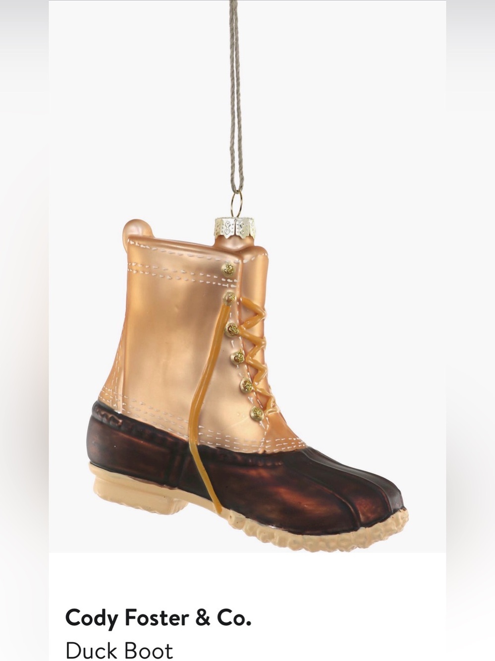 NWT Cody & Foster Duck Boot Glass Glass Ornament $30.00 MSRP